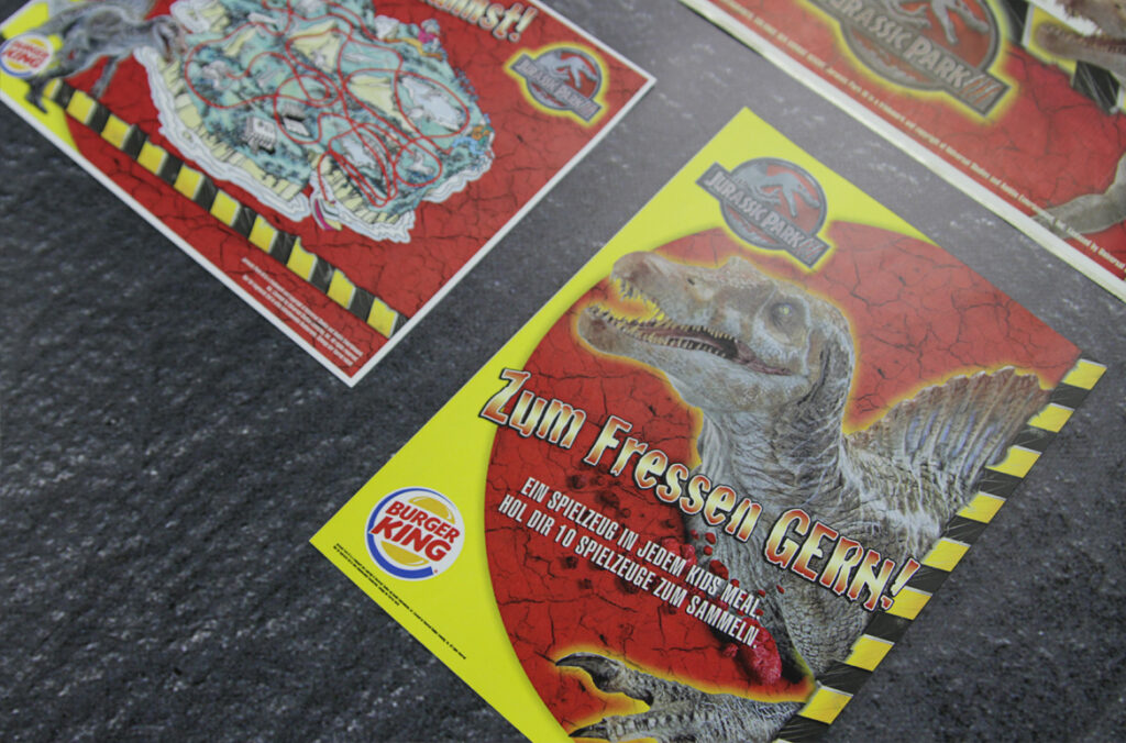 Anzeige Adaption für Burger King, Fastfood, Kampagne zum Fressen gern und Jurassik Park, Gestaltung vom Design Atelier Hofmann in Passau und Traunstein